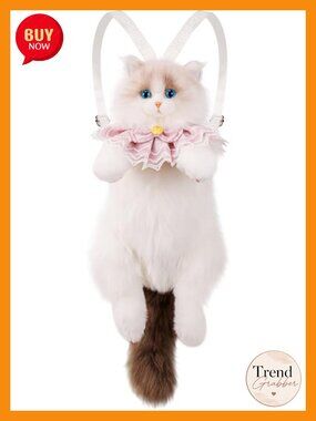 Handcrafted Cat Shaped Backpack Plush Faux Fur with Adjustable Straps